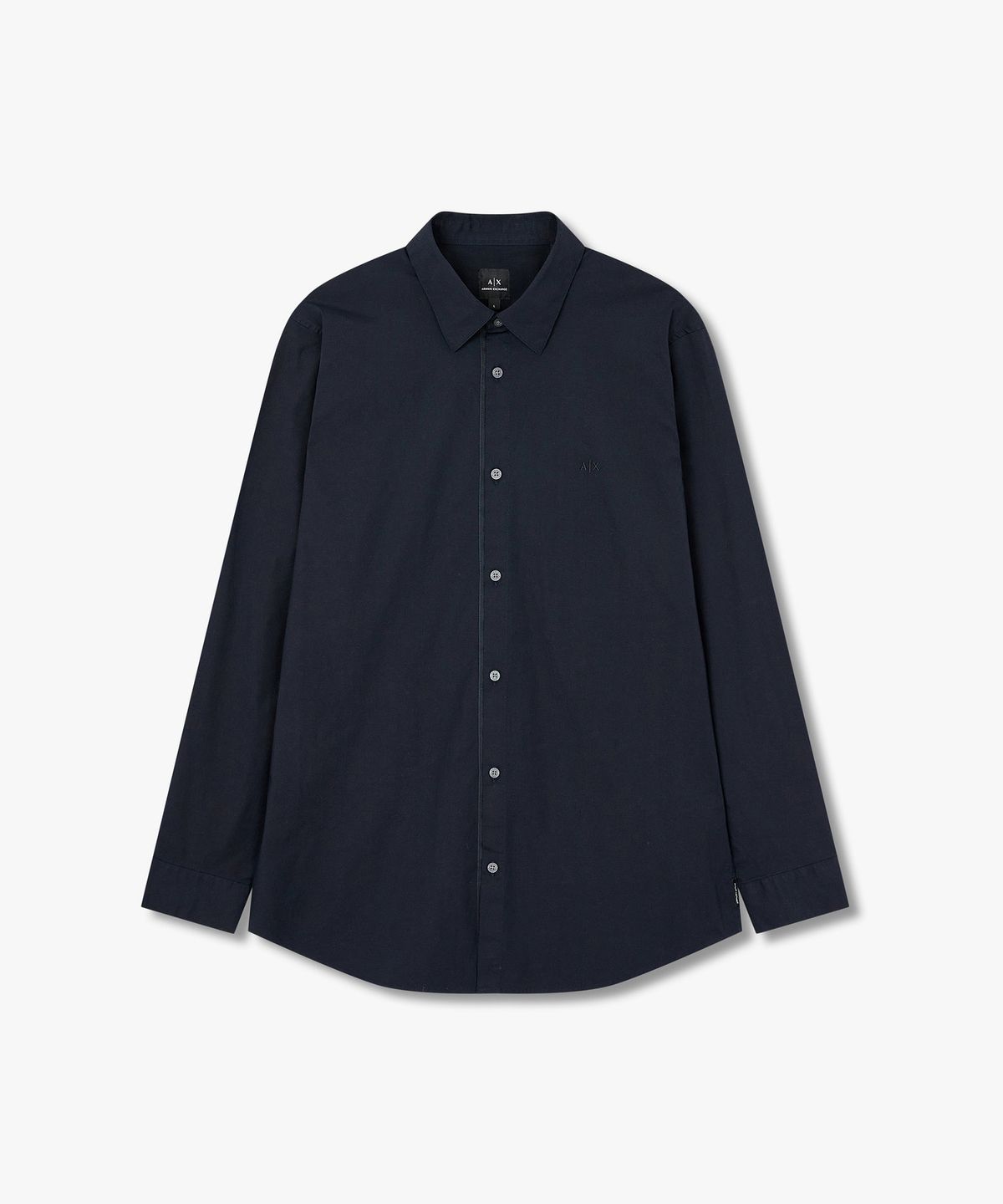 아르마니 익스체인지(ARMANI EXCHANGE) 남성 로고 자수 스트레치 셔츠_다크 네이비 A415320006