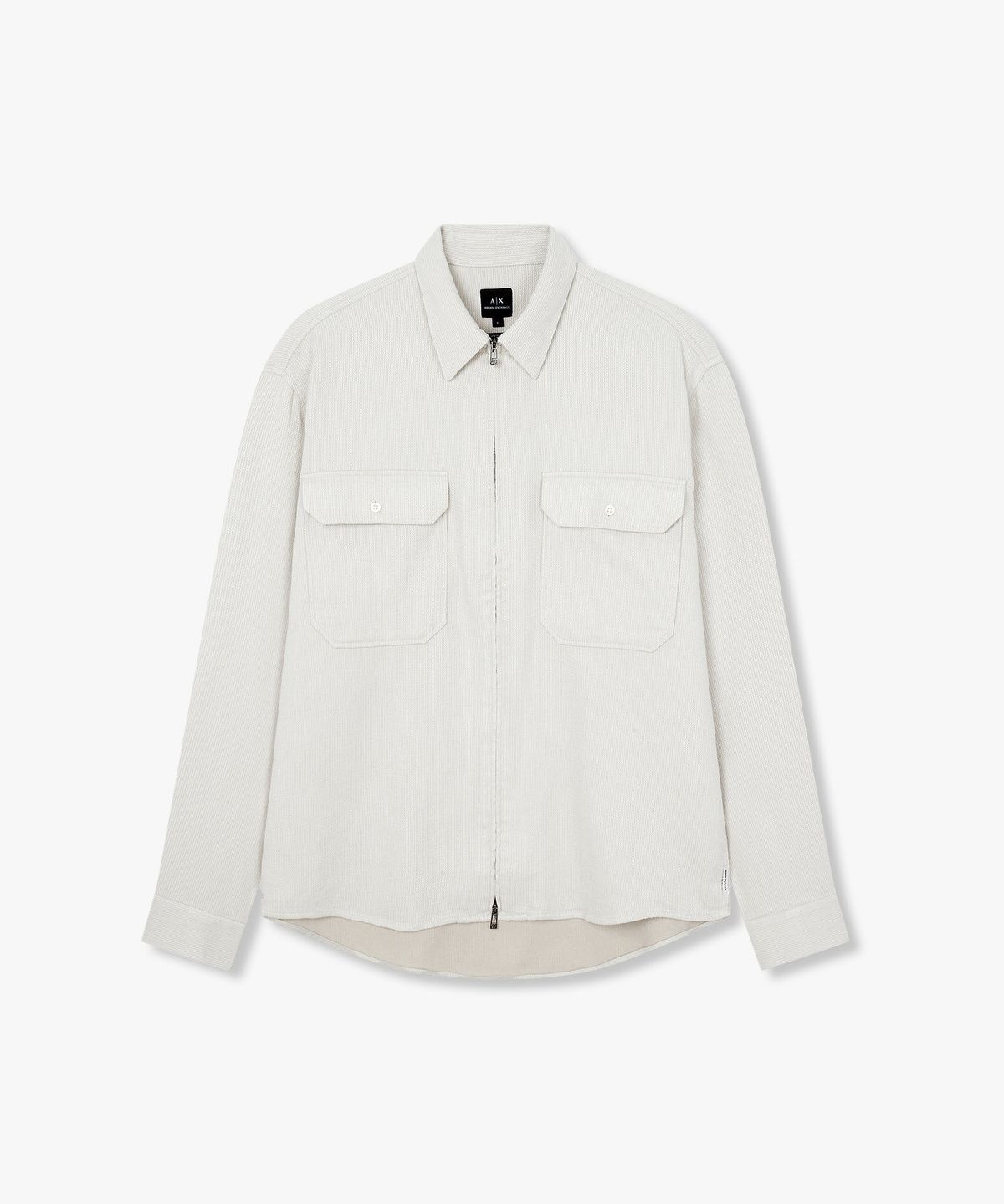 아르마니 익스체인지(ARMANI EXCHANGE) 남성 소프트 코튼 지퍼드 셔츠_라이트 그레이 A415320003
