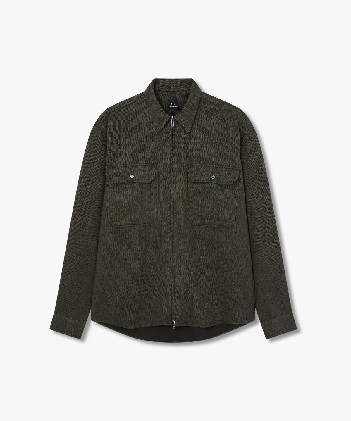 아르마니 익스체인지(ARMANI EXCHANGE) 남성 소프트 코튼 지퍼드 셔츠_그린 A415320004
