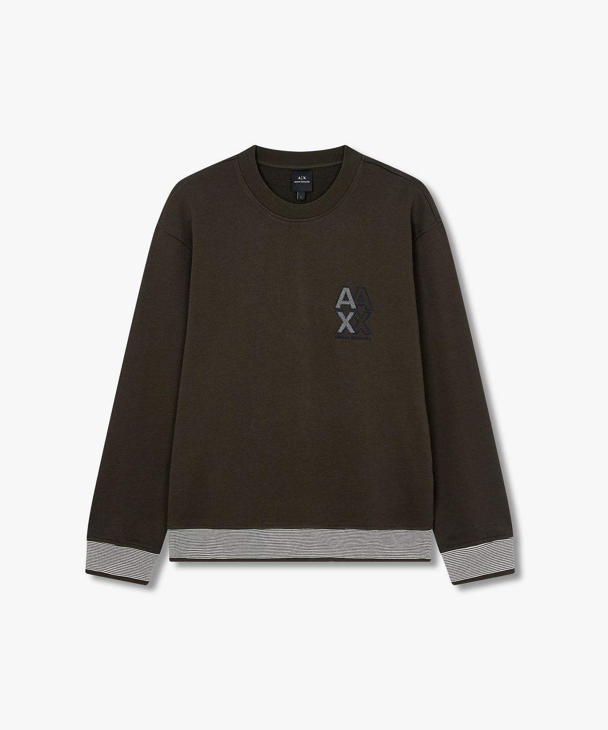 아르마니 익스체인지(ARMANI EXCHANGE) 남성 더블 자수 로고 크루넥 맨투맨_초코 A415331015