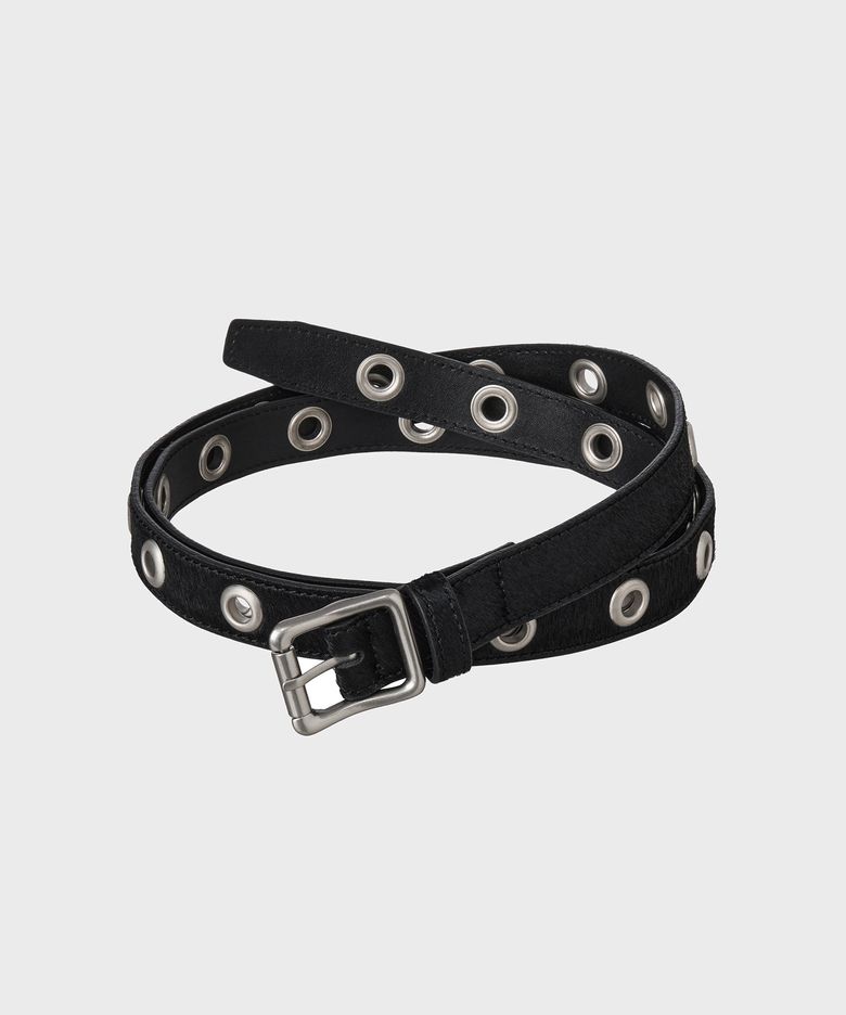 CALF HAIR SINGLE EYELET BELT [BLACK]
