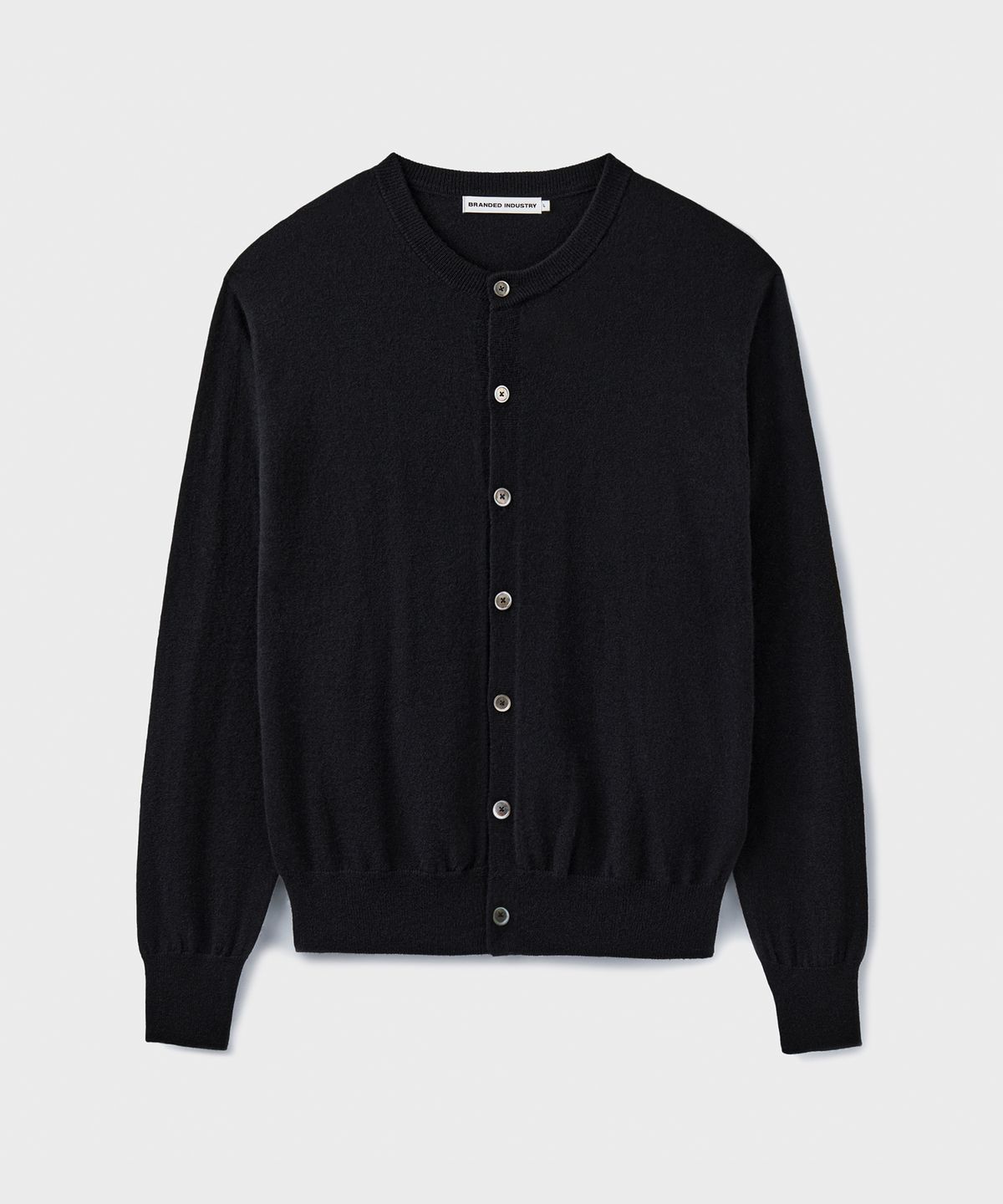 브랜디드(BRANDED) [SUPERIOR] ESSENTIAL SUPERFINE ROUND CARDIGAN [BLACK]