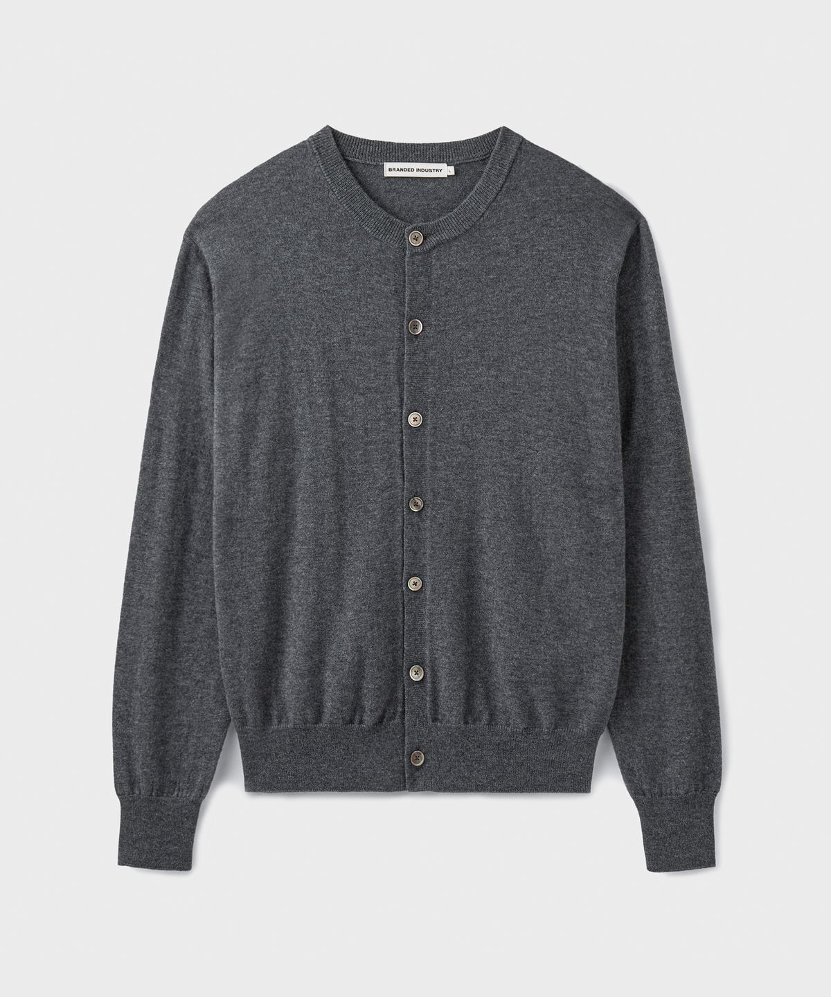 브랜디드(BRANDED) [SUPERIOR] ESSENTIAL SUPERFINE ROUND CARDIGAN [CHARCOAL]