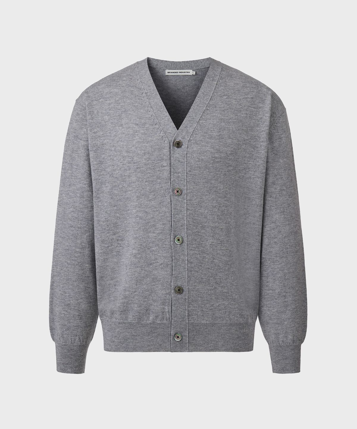 브랜디드(BRANDED) [SUPERIOR] ESSENTIAL SUPERFINE V-NECK CARDIGAN [MELANGE GRAY]