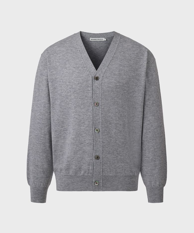 [SUPERIOR] ESSENTIAL SUPERFINE V-NECK CARDIGAN [MELANGE GRAY]