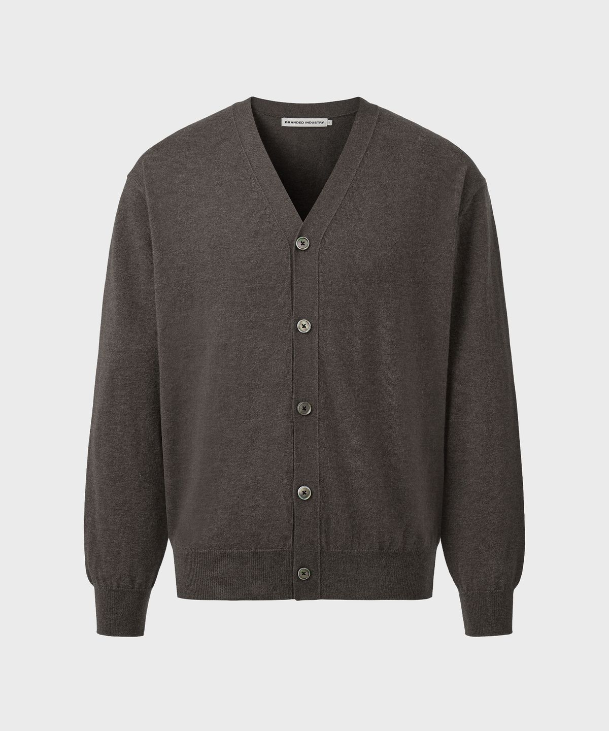 브랜디드(BRANDED) [SUPERIOR] ESSENTIAL SUPERFINE V-NECK CARDIGAN [TAUPE BROWN]