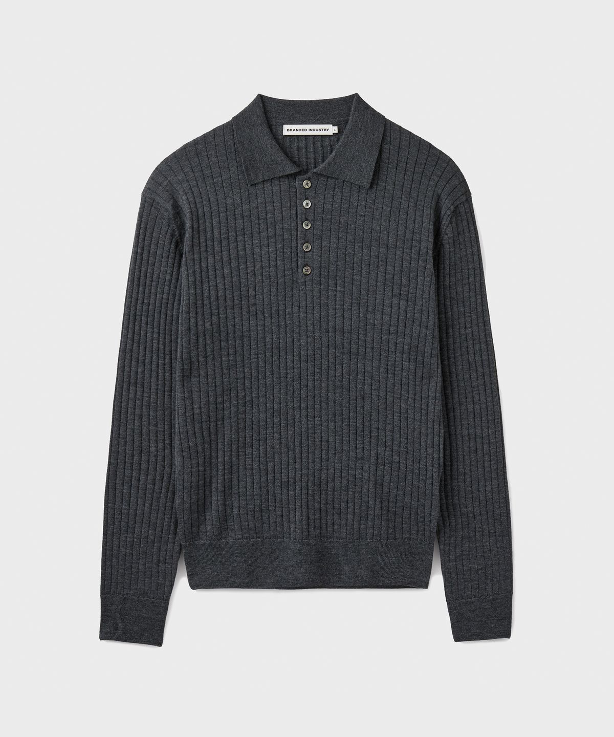 브랜디드(BRANDED) GRACE MERINO WOOL POLO KNIT [CHARCOAL]
