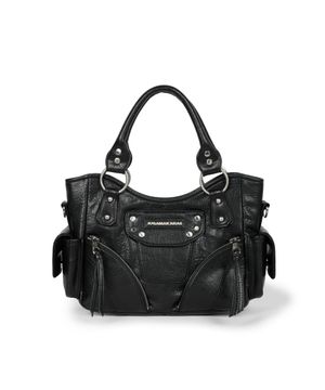 Studded Leather Mini Shoulder Bag (Black)