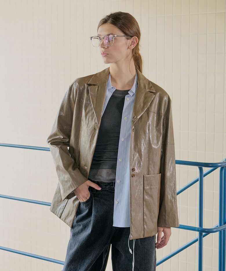 FAKE LEATHER JACKET_MOCHA