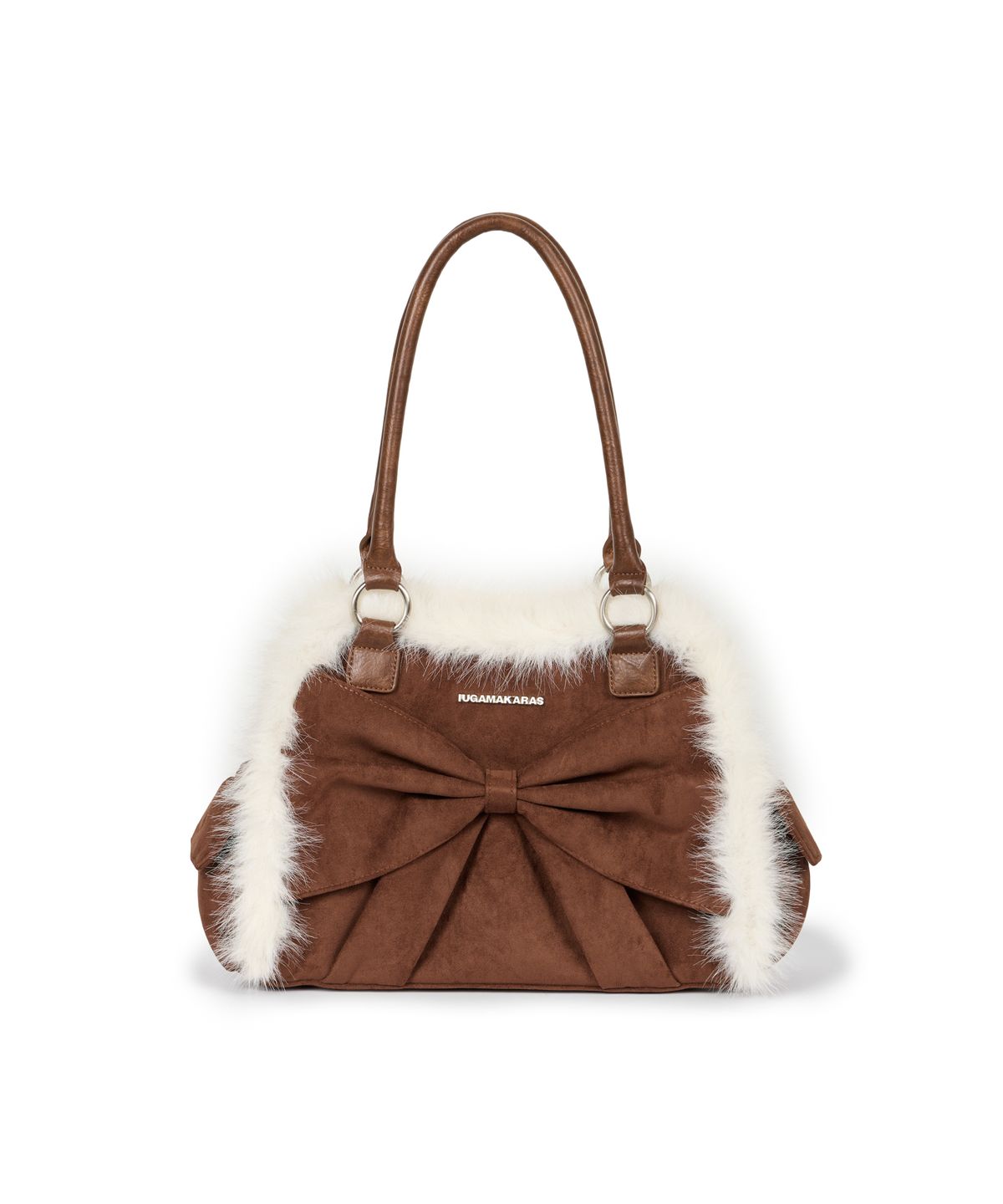 이우가마카라스(IUGAMAKARAS) Ribbon Fur Suede Shoulder Bag (Brown)