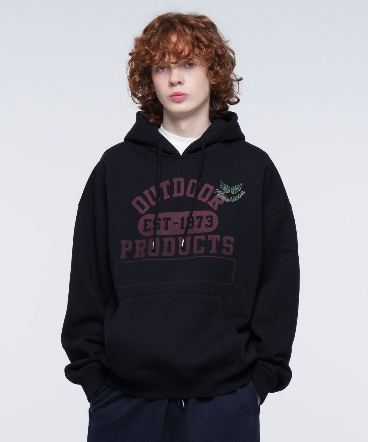 아웃도어 프로덕츠(OUTDOOR PRODUCTS) (기모) ARCHED LOGO HOODIE (BLACK)