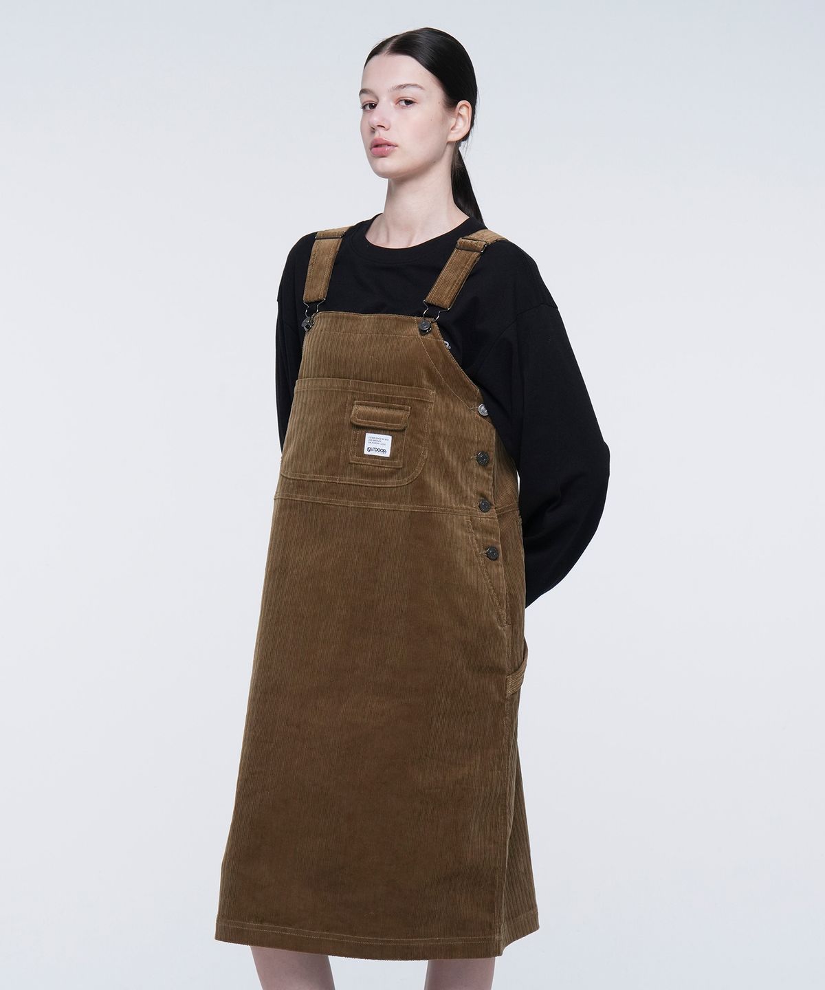 아웃도어 프로덕츠(OUTDOOR PRODUCTS) W CORDUROY CARPENTER OVERALL SKIRT (BROWN)