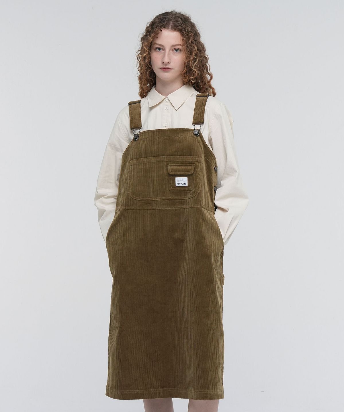 아웃도어 프로덕츠(OUTDOOR PRODUCTS) W CORDUROY CARPENTER OVERALL SKIRT (KHAKI)