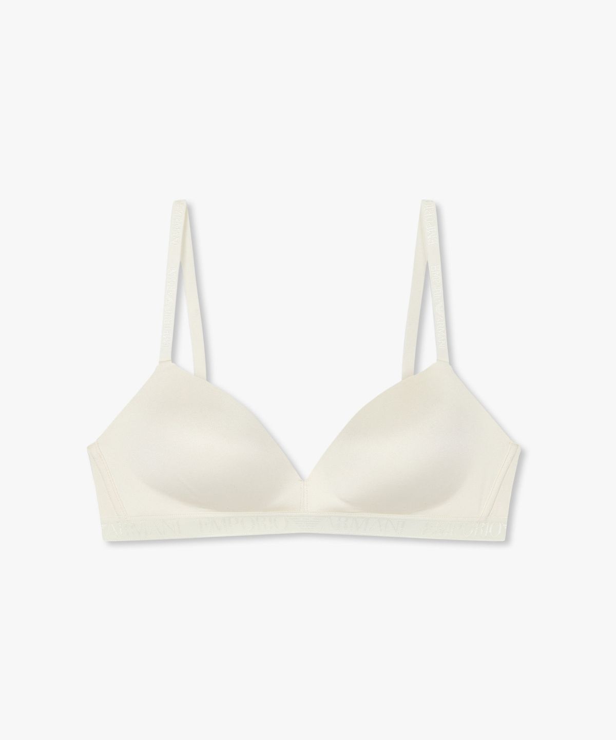 엠포리오 아르마니 언더웨어(EMPORIO ARMANI UNDERWEAR) 여성 샤이닝 로고 밴딩 패디드 트라이앵글 브라_아이보리 0825381540