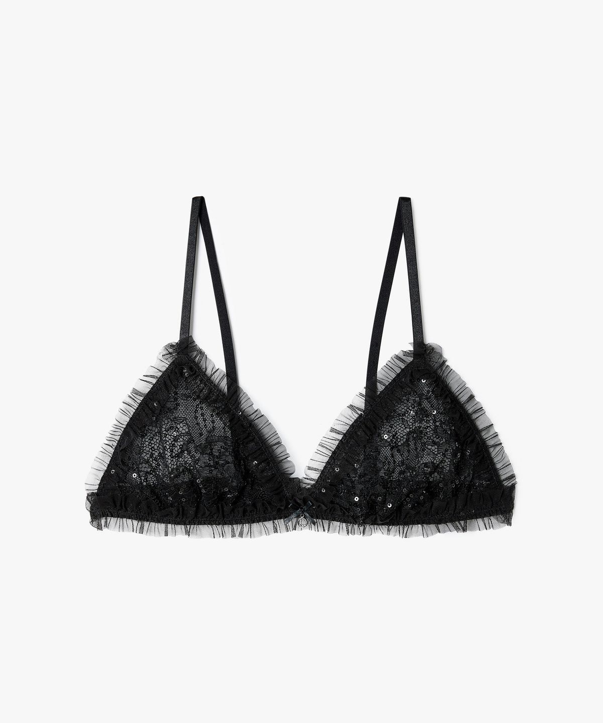 엠포리오 아르마니 언더웨어(EMPORIO ARMANI UNDERWEAR) 여성 시퀸 자카드 트라이앵글 브라_블랙 0825381534