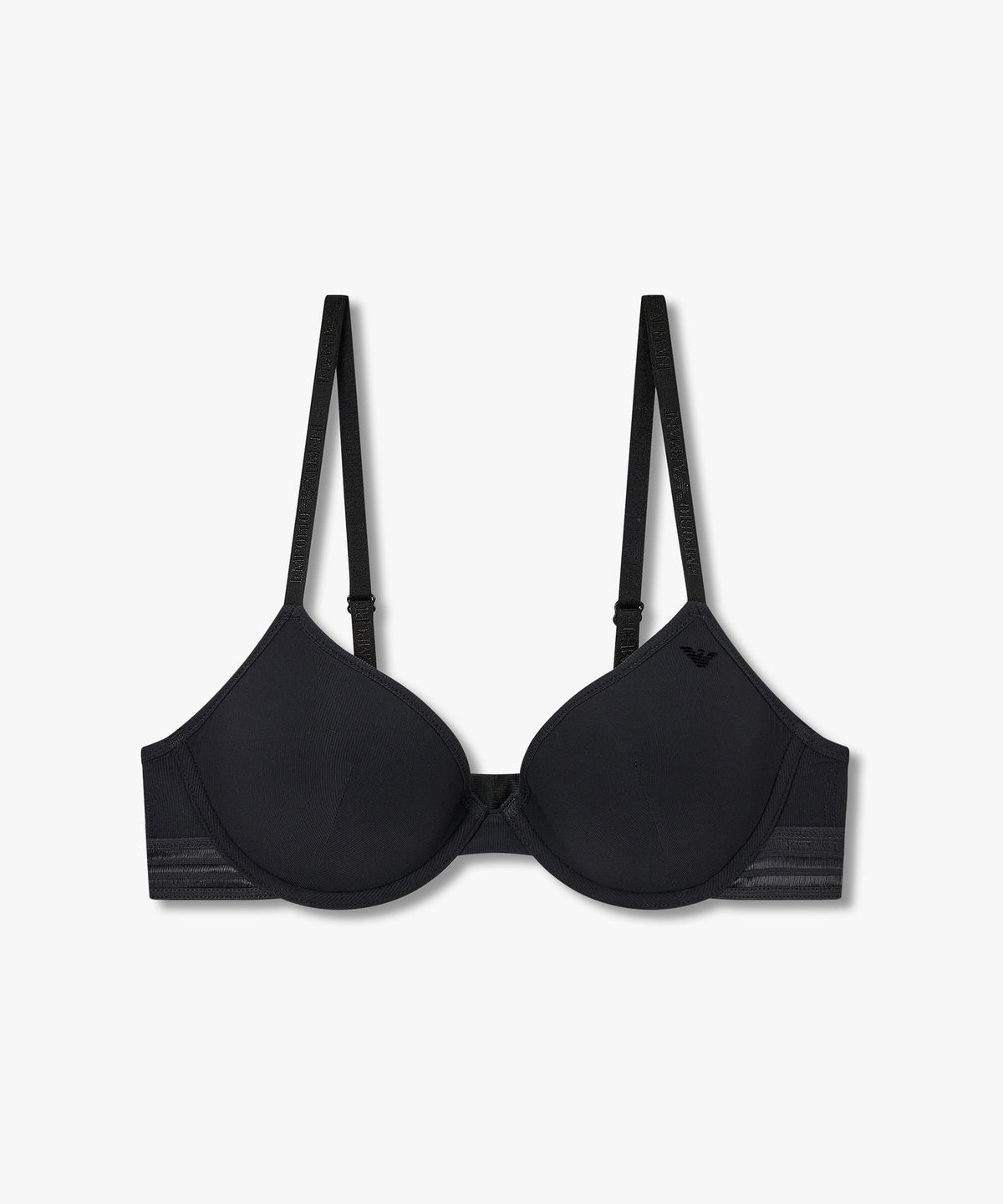 엠포리오 아르마니 언더웨어(EMPORIO ARMANI UNDERWEAR) 여성 스트라이프 밴딩 리브드 컨투어 브라_블랙 0825384520