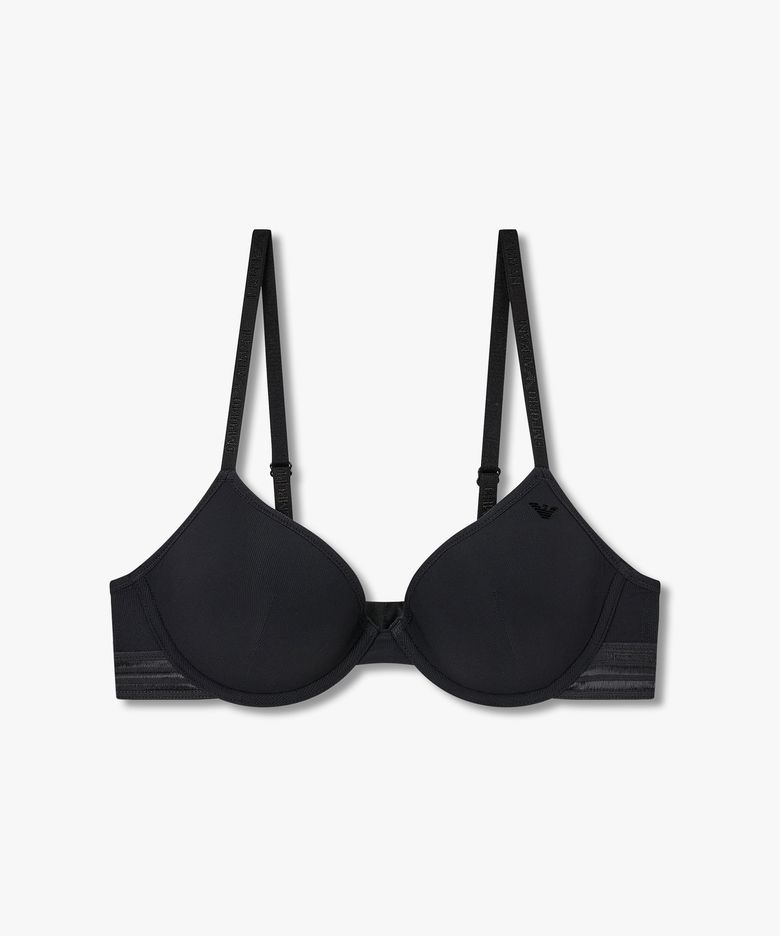 여성 스트라이프 밴딩 리브드 컨투어 브라_블랙 0825384520