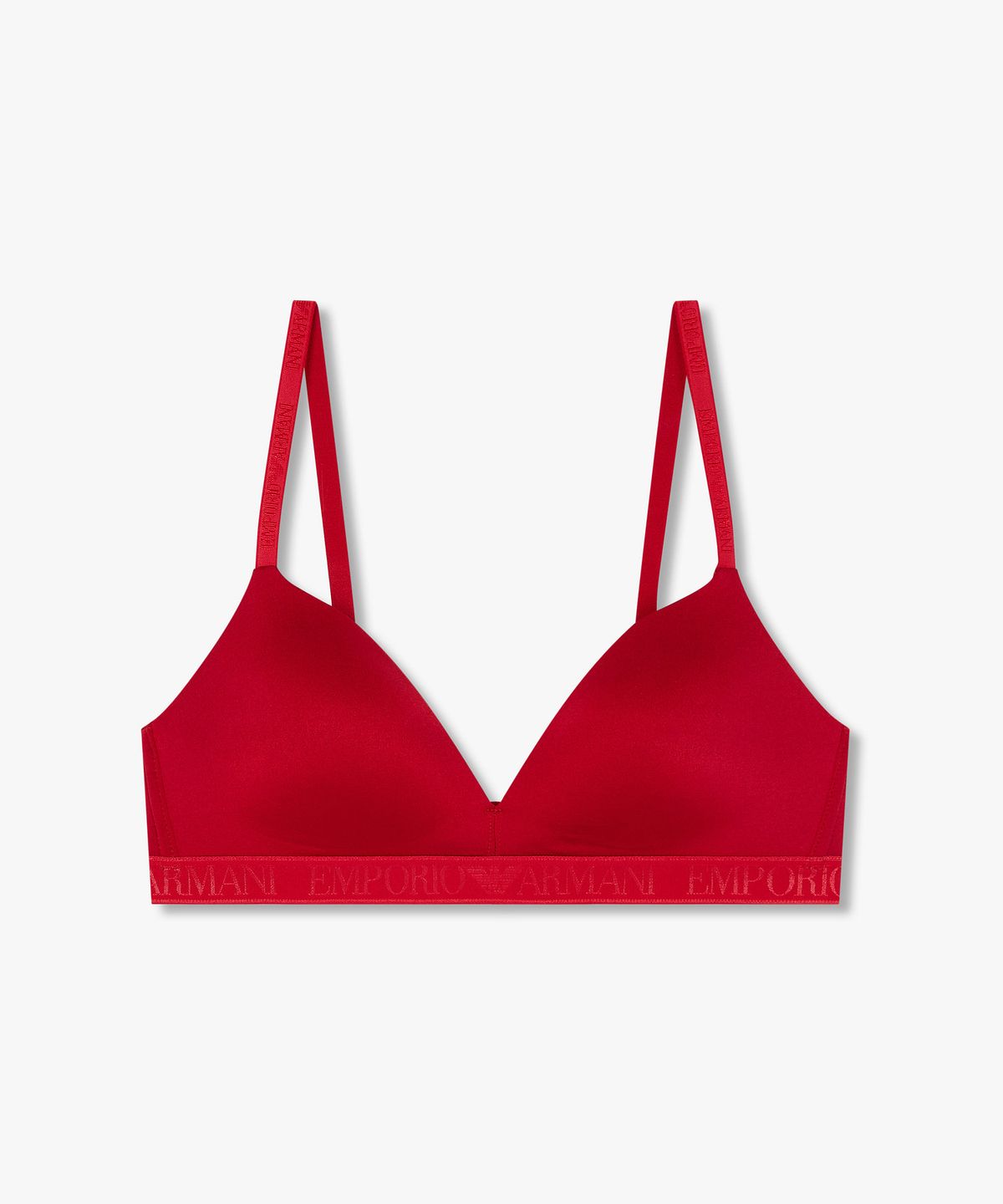 엠포리오 아르마니 언더웨어(EMPORIO ARMANI UNDERWEAR) 여성 로고 트림 패디드 트라이앵글 브라_레드 0825381542