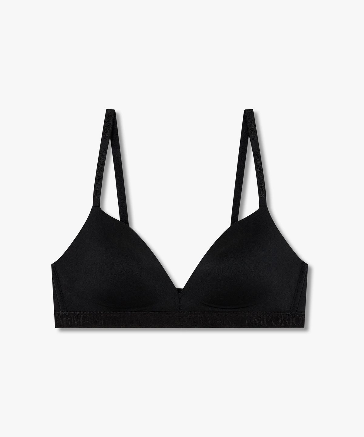 엠포리오 아르마니 언더웨어(EMPORIO ARMANI UNDERWEAR) 여성 로고 트림 패디드 트라이앵글 브라_블랙 0825381543