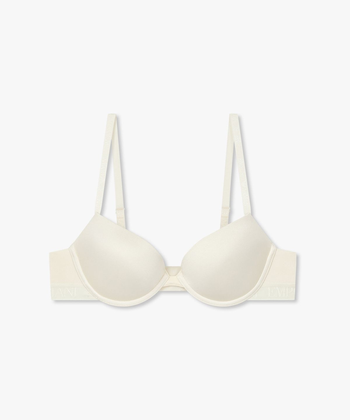 엠포리오 아르마니 언더웨어(EMPORIO ARMANI UNDERWEAR) 여성 샤이닝 로고 밴딩 푸쉬업 브라_아이보리 0825385508