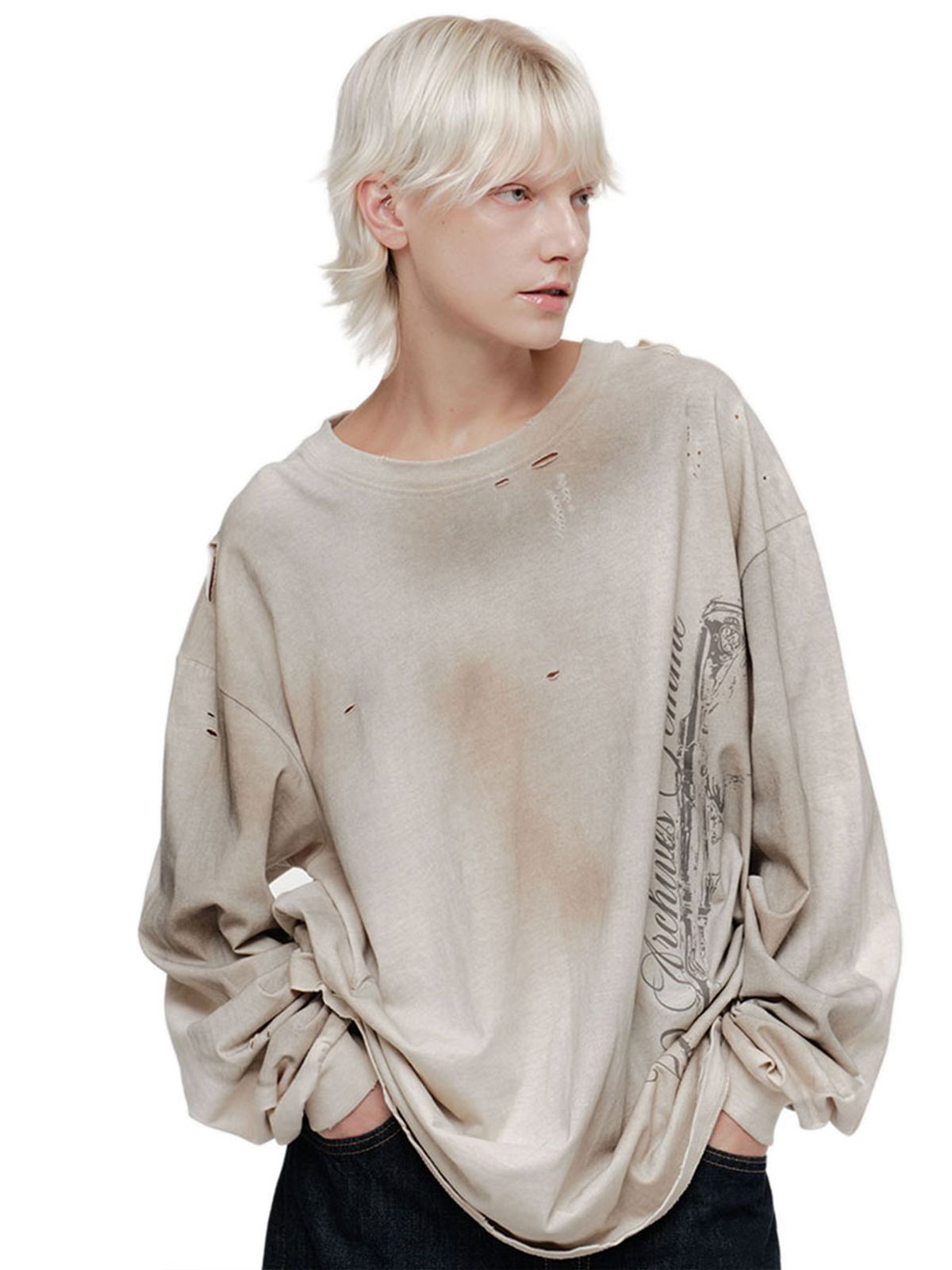 2000아카이브스(2000ARCHIVES) VINTAGE AXE OVERSIZED T-SHIRT (CREAM)