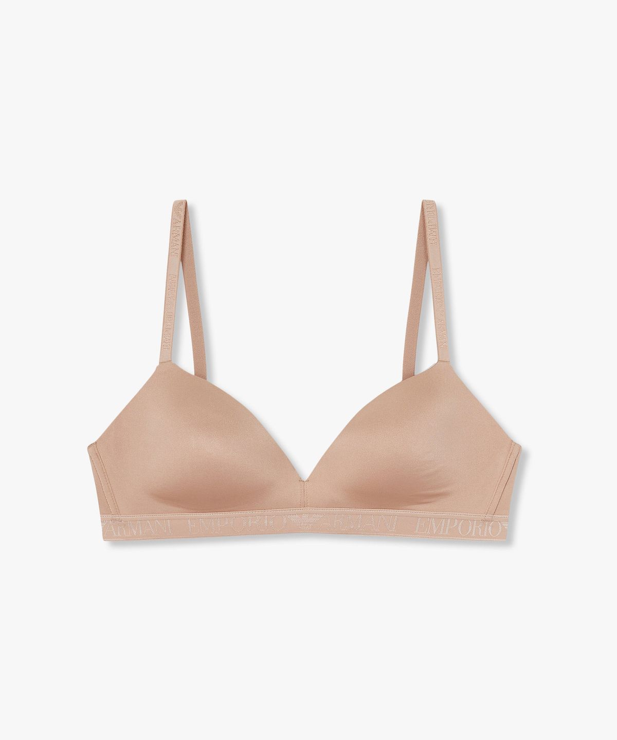엠포리오 아르마니 언더웨어(EMPORIO ARMANI UNDERWEAR) 여성 샤이닝 로고 밴딩 패디드 트라이앵글 브라_스킨 0825381541