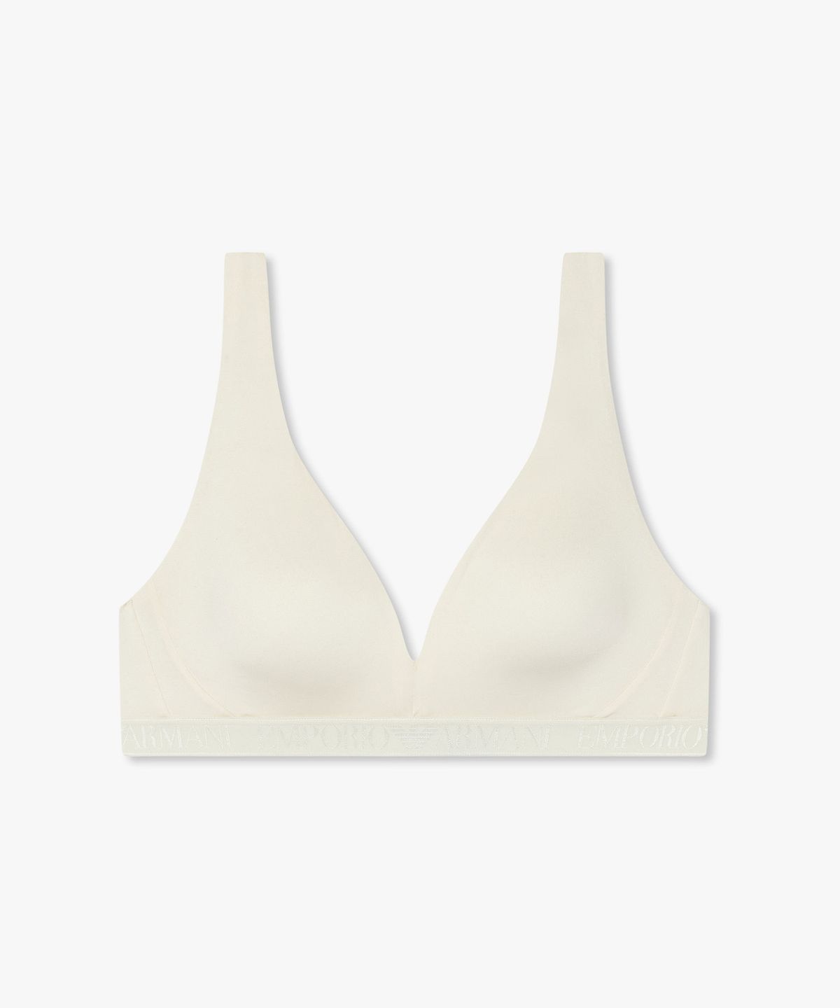 엠포리오 아르마니 언더웨어(EMPORIO ARMANI UNDERWEAR) 여성 샤이닝 로고 밴딩 리무버블 패드 브라렛 브라_아이보리 0825381508