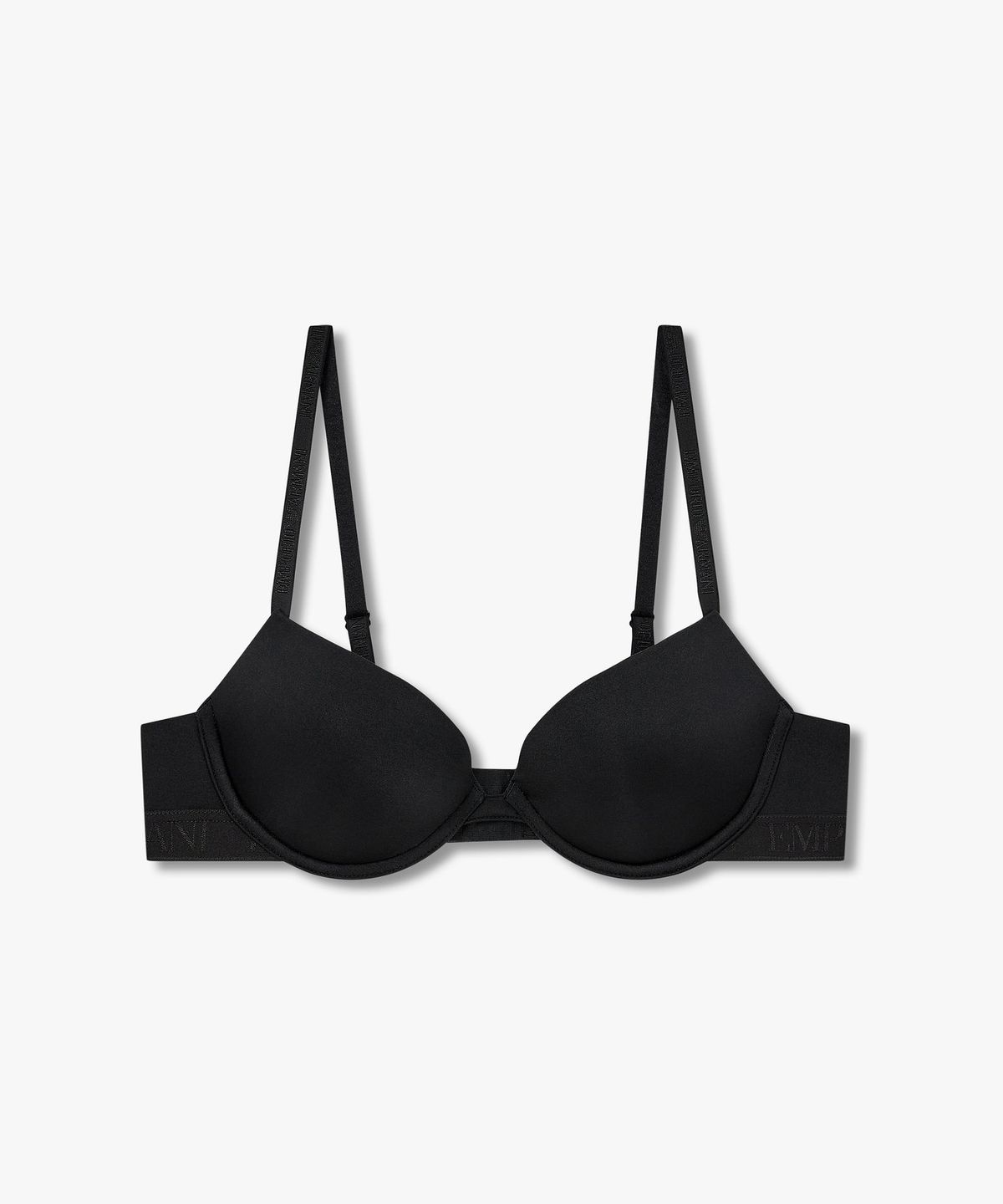 엠포리오 아르마니 언더웨어(EMPORIO ARMANI UNDERWEAR) 여성 샤이닝 로고 밴딩 푸쉬업 브라_블랙 0825385511