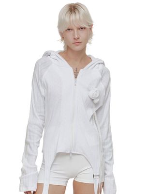 ROSIE POINTELLE HOODIE ZIP UP (WHITE)