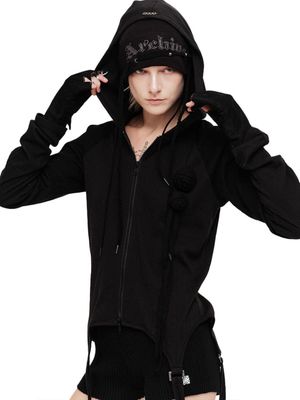 ROSIE POINTELLE HOODIE ZIP UP (BLACK)