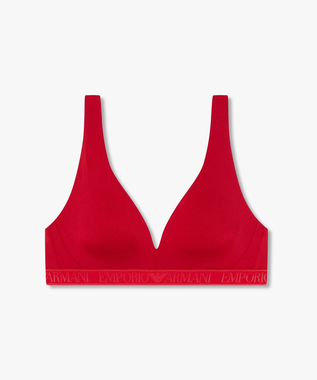 엠포리오 아르마니 언더웨어(EMPORIO ARMANI UNDERWEAR) 여성 샤이닝 로고 밴딩 리무버블 패드 브라렛 브라_레드 0825381510
