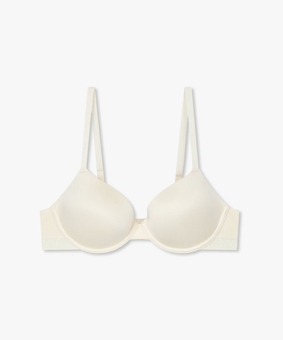 엠포리오 아르마니 언더웨어(EMPORIO ARMANI UNDERWEAR) 여성 샤이닝 로고 밴딩 컨투어 브라_아이보리 0825384508