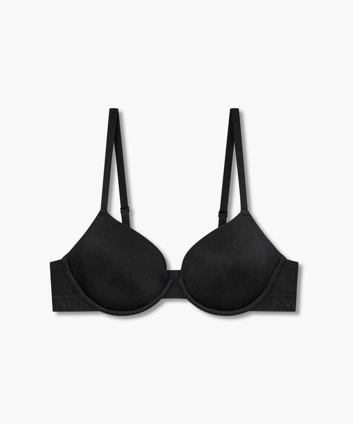 엠포리오 아르마니 언더웨어(EMPORIO ARMANI UNDERWEAR) 여성 샤이닝 로고 밴딩 컨투어 브라_블랙 0825384511