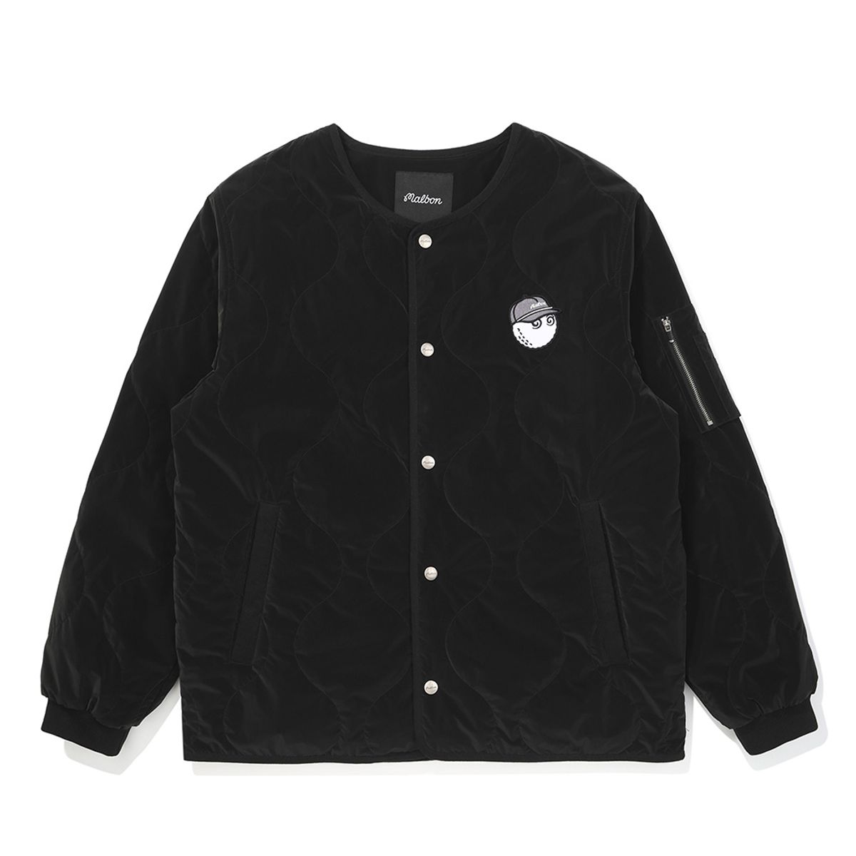 말본 골프(MALBON GOLF) 와펜 포인트 퀄팅 패딩 자켓 BLACK