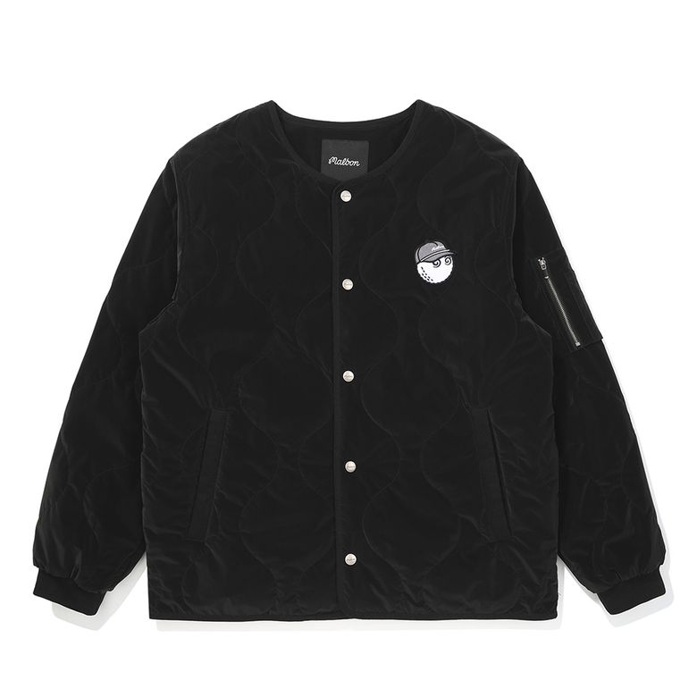 와펜 포인트 퀄팅 패딩 자켓 BLACK