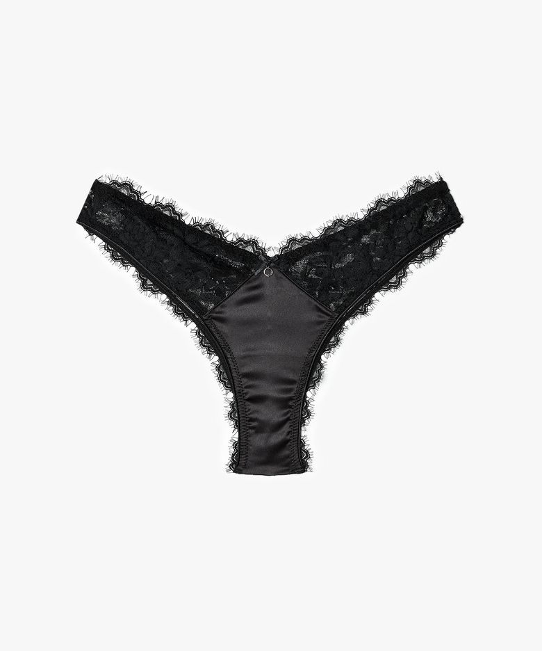 여성 플라워 자카드 브라질리언 브리프_블랙 0825311518