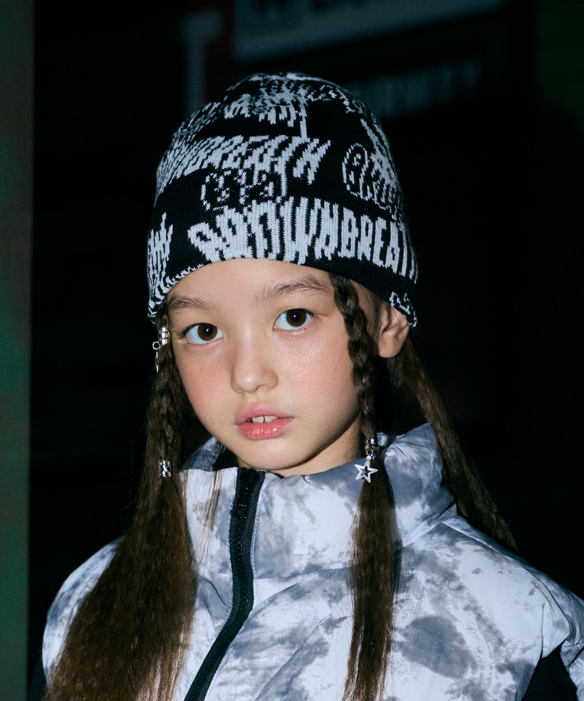 브라운브레스 키즈(BROWNBREATH KIDS) KIDS TAG OVERALL SHORT BEANIE - BLACK