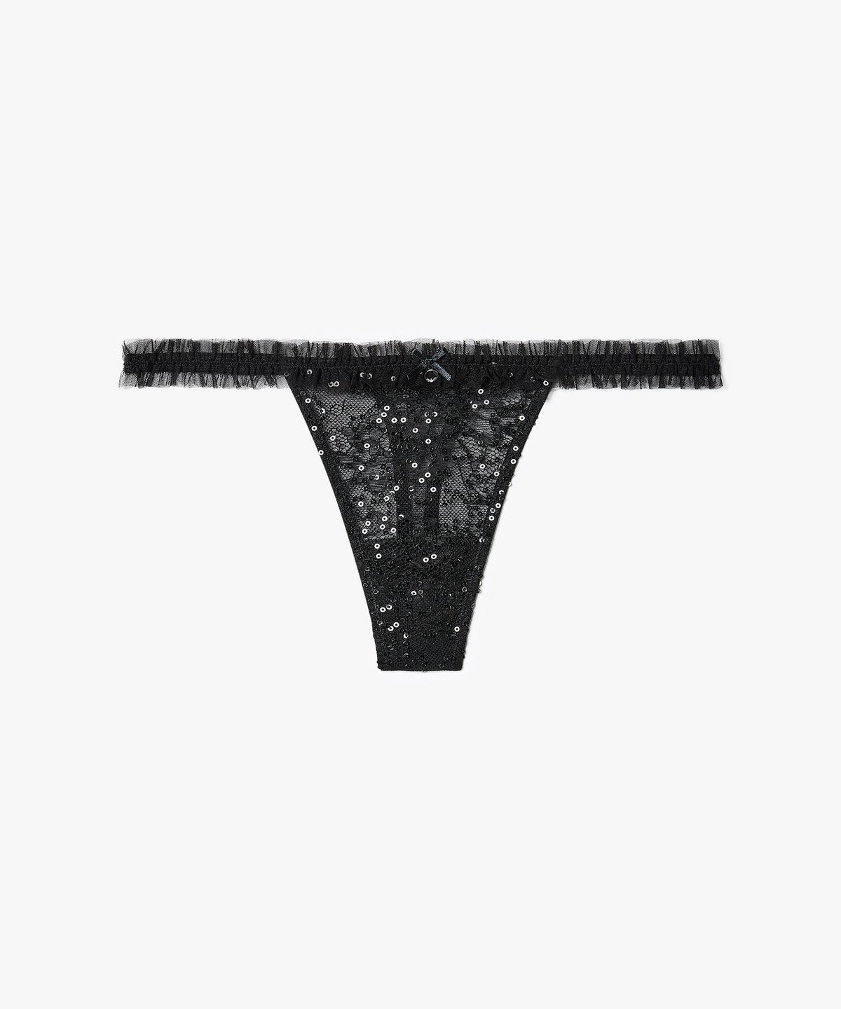 엠포리오 아르마니 언더웨어(EMPORIO ARMANI UNDERWEAR) 여성 시퀸 플라워 자카드 티팬티_블랙 0825310534