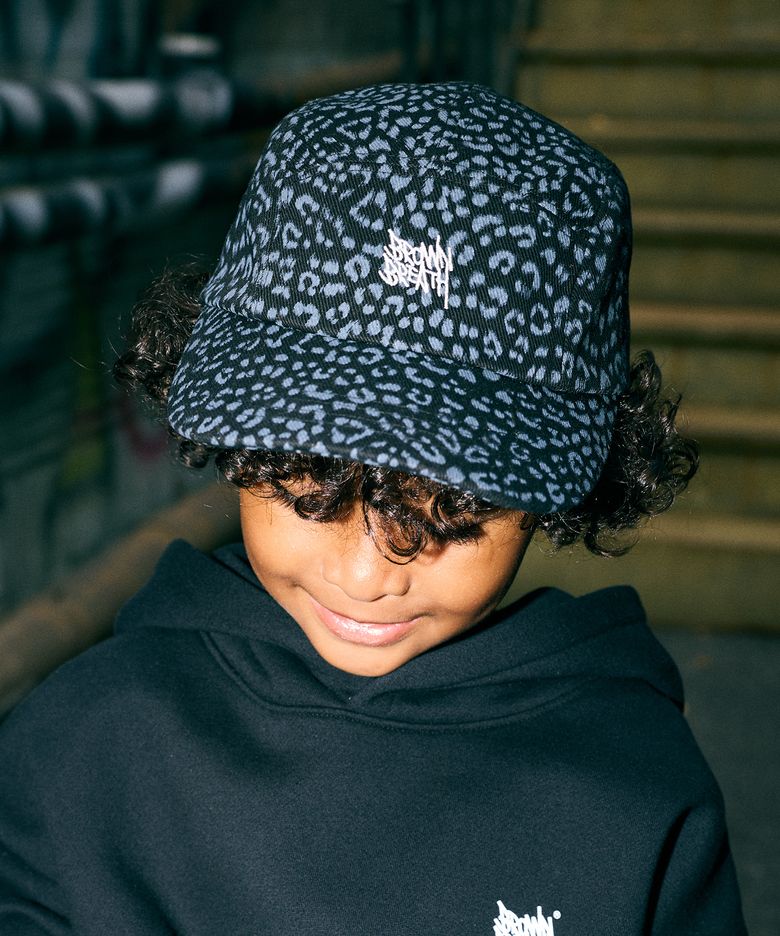 KIDS TAG LEOPARD CAMP CAP - BLACK