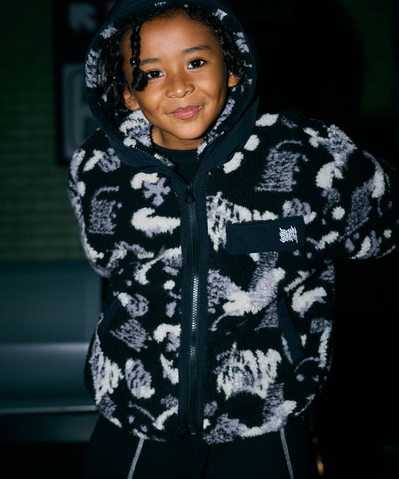 KIDS SMILE FLEECE ZIP UP - BLACK