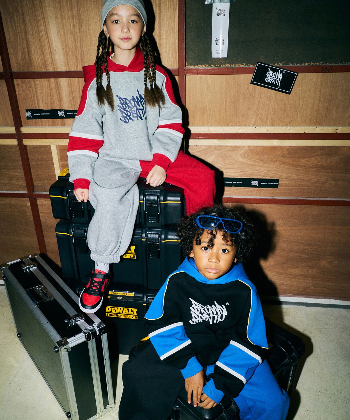 브라운브레스 키즈(BROWNBREATH KIDS) KIDS BLOCK BASEBALL HOODIE SETUP(기모)_2COLOR