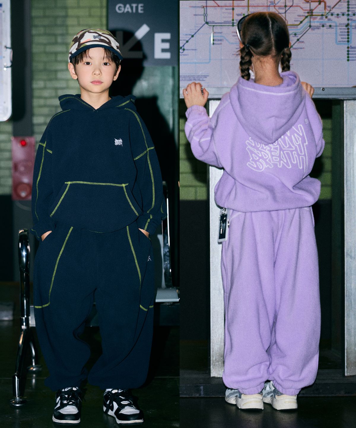 브라운브레스 키즈(BROWNBREATH KIDS) KIDS FLEECE CHAIN STITCH TAG HOODIE SETUP_2COLOR