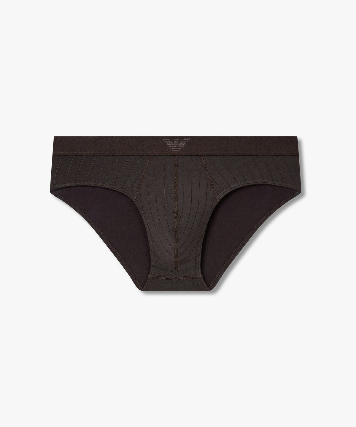 엠포리오 아르마니 언더웨어(EMPORIO ARMANI UNDERWEAR) 남성 이글 밴딩 스트라이프 레이온 브리프_초코 0815311046