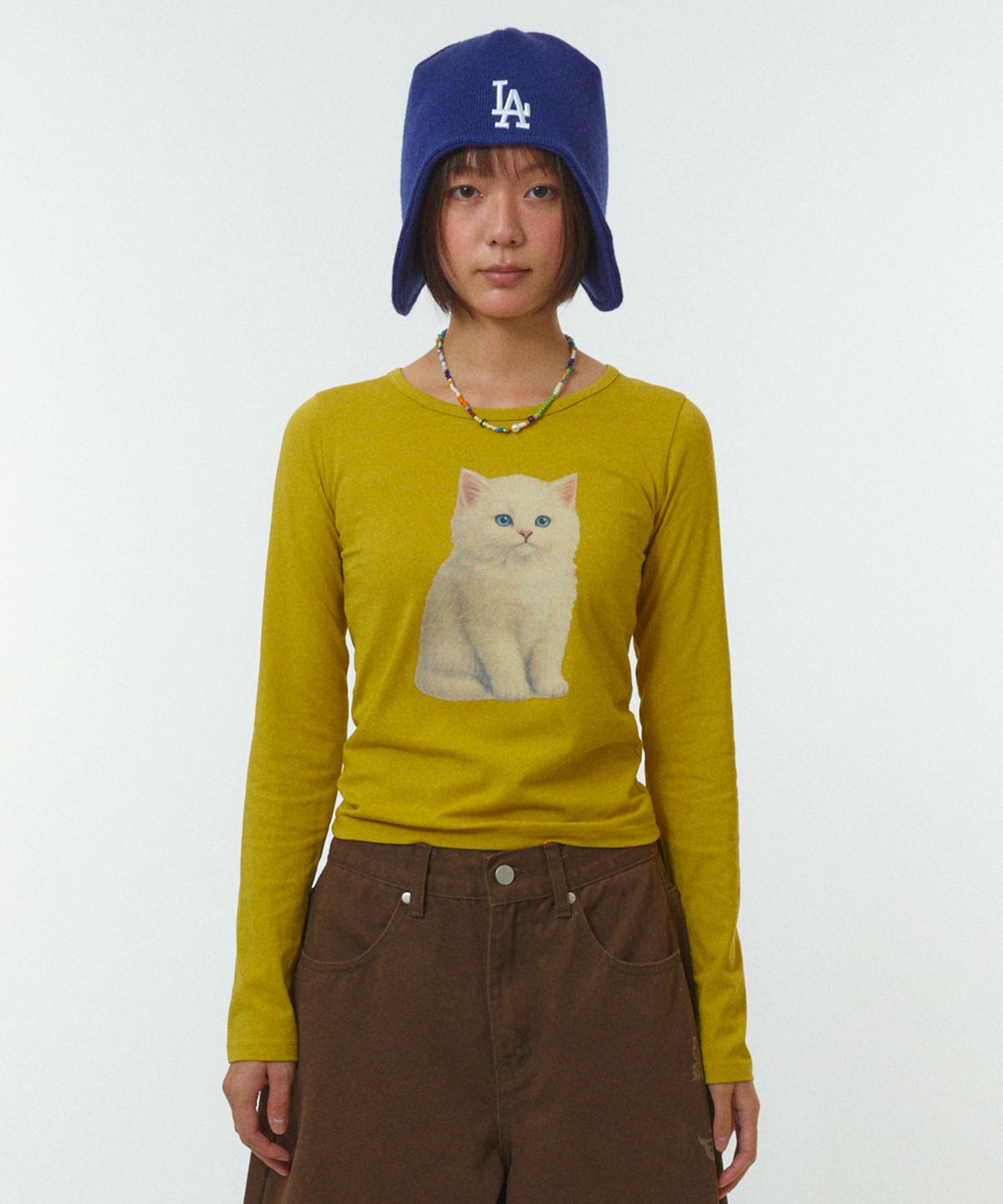 리트리버클럽(RETRIEVER CLUB) CAT SLIM LONG SLEEVE [MUSTARD]