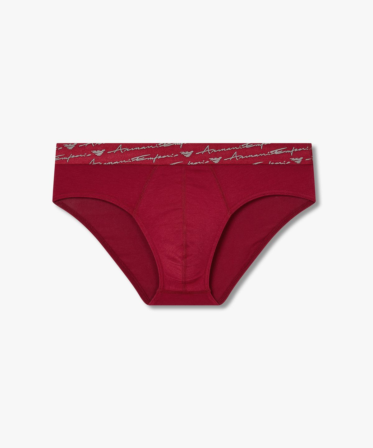 엠포리오 아르마니 언더웨어(EMPORIO ARMANI UNDERWEAR) 남성 커시브 로고 솔리드 밴딩 브리프_레드 0815311052