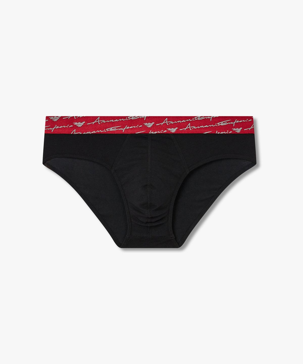 엠포리오 아르마니 언더웨어(EMPORIO ARMANI UNDERWEAR) 남성 커시브 로고 솔리드 밴딩 브리프_블랙 0815311053
