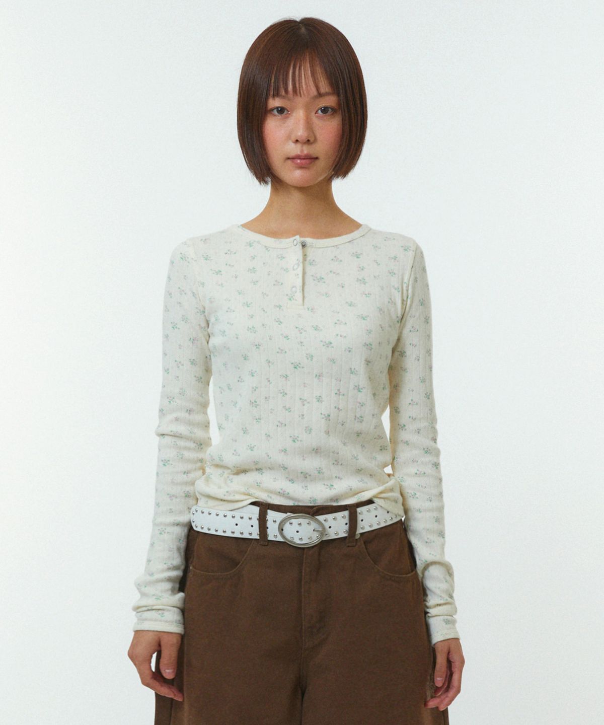 리트리버클럽(RETRIEVER CLUB) PATTERN HENLEY NECK [IVORY]