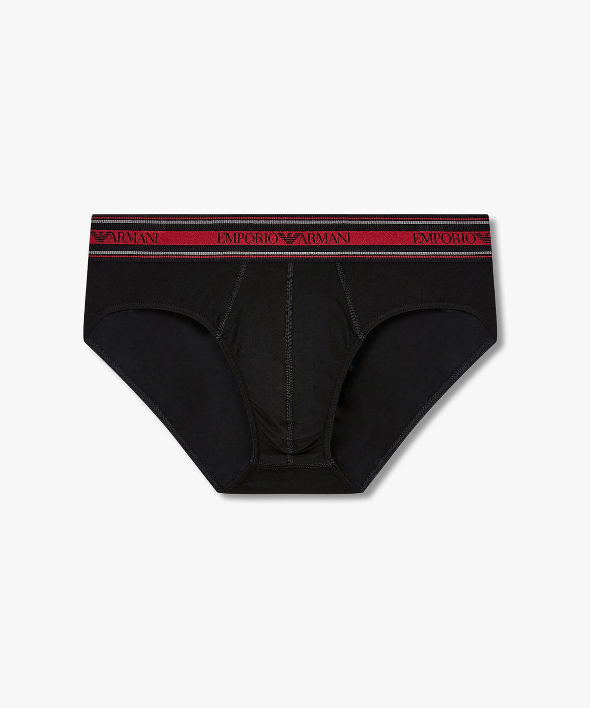 엠포리오 아르마니 언더웨어(EMPORIO ARMANI UNDERWEAR) 남성 스트라이프 밴딩 코튼 브리프_블랙 0815311014