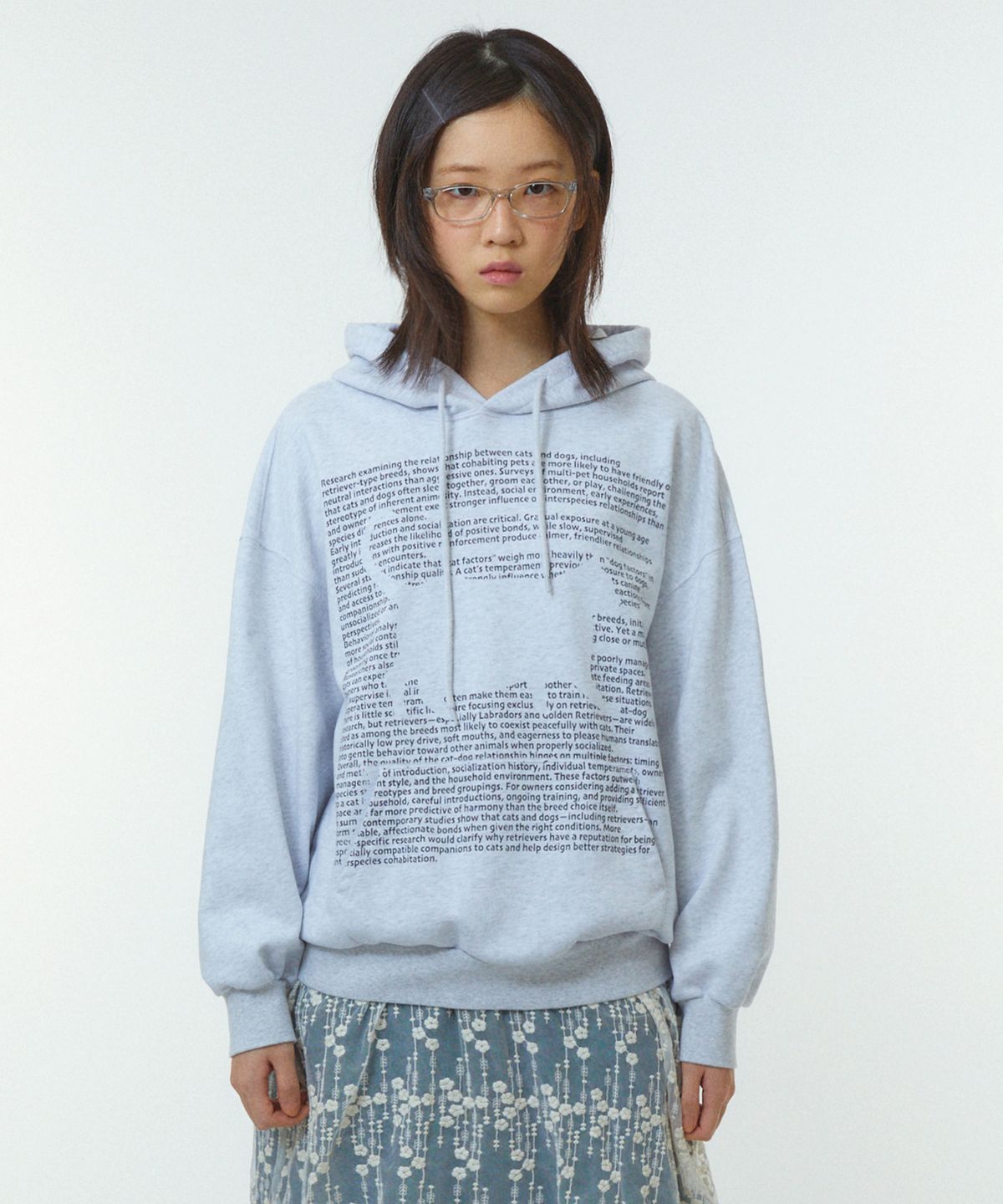 리트리버클럽(RETRIEVER CLUB) PARAGRAPH CAT HOODIE [MELANGE GRAY]