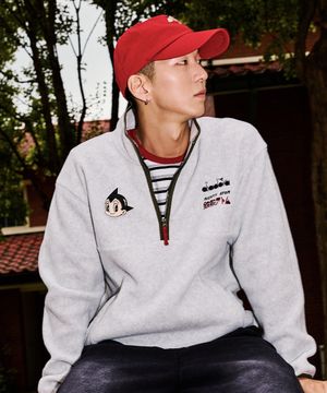 아톰 배색 하프 집업 MELANGE GREY